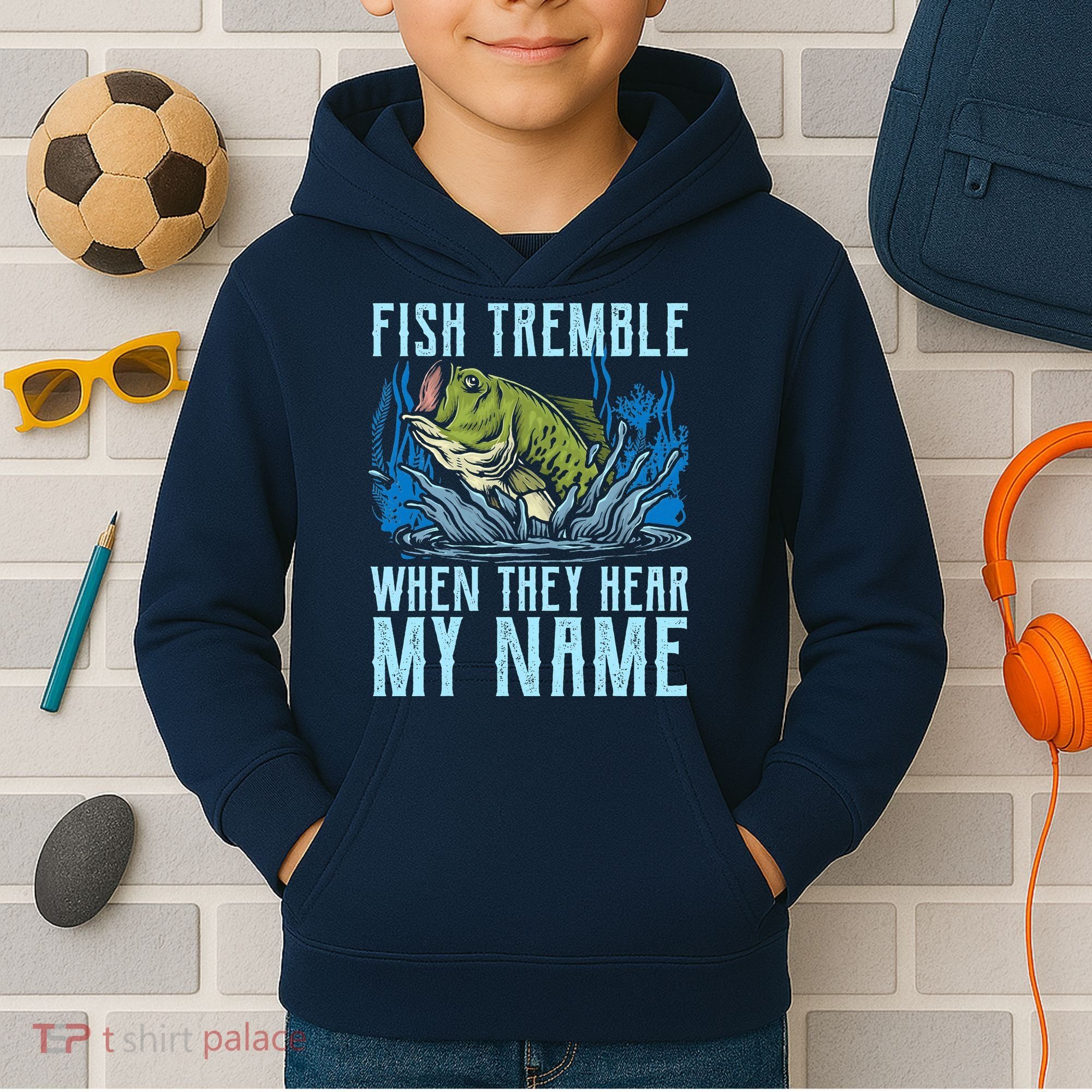 Fish Tremble When They Hear My Name Fishing Fish Kids Hoodie