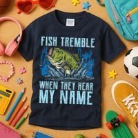 Fish Tremble When They Hear My Name Fishing Fish Kids T-Shirt thumb 3