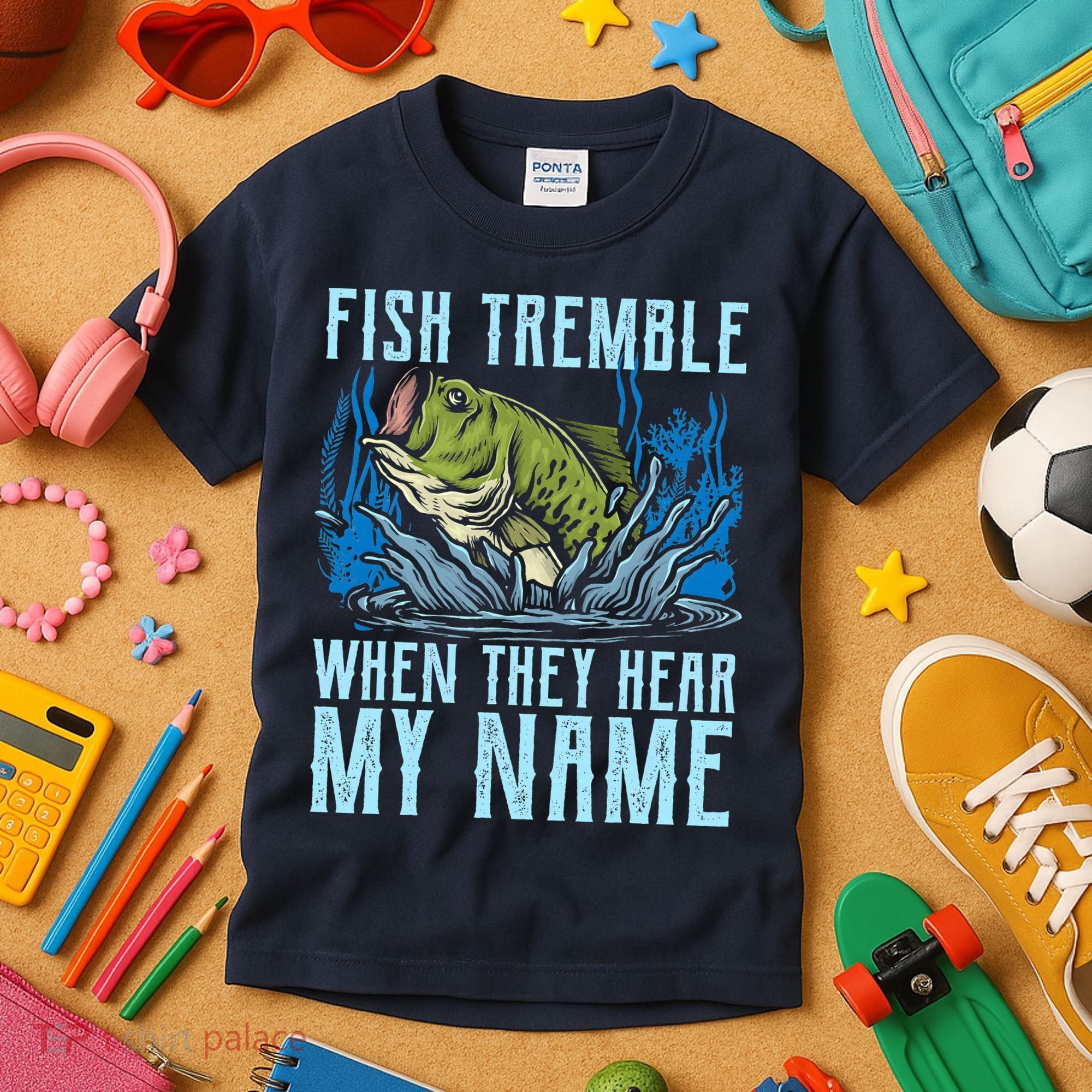 Fish Tremble When They Hear My Name Fishing Fish Kids T-Shirt