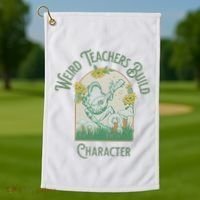 Frog Teacher Weird Teachers Build Character Golf Towel thumb 1