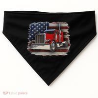 Funny Trucker  with American Flag and Big Rig USA-Made Doggie Bandana thumb 0