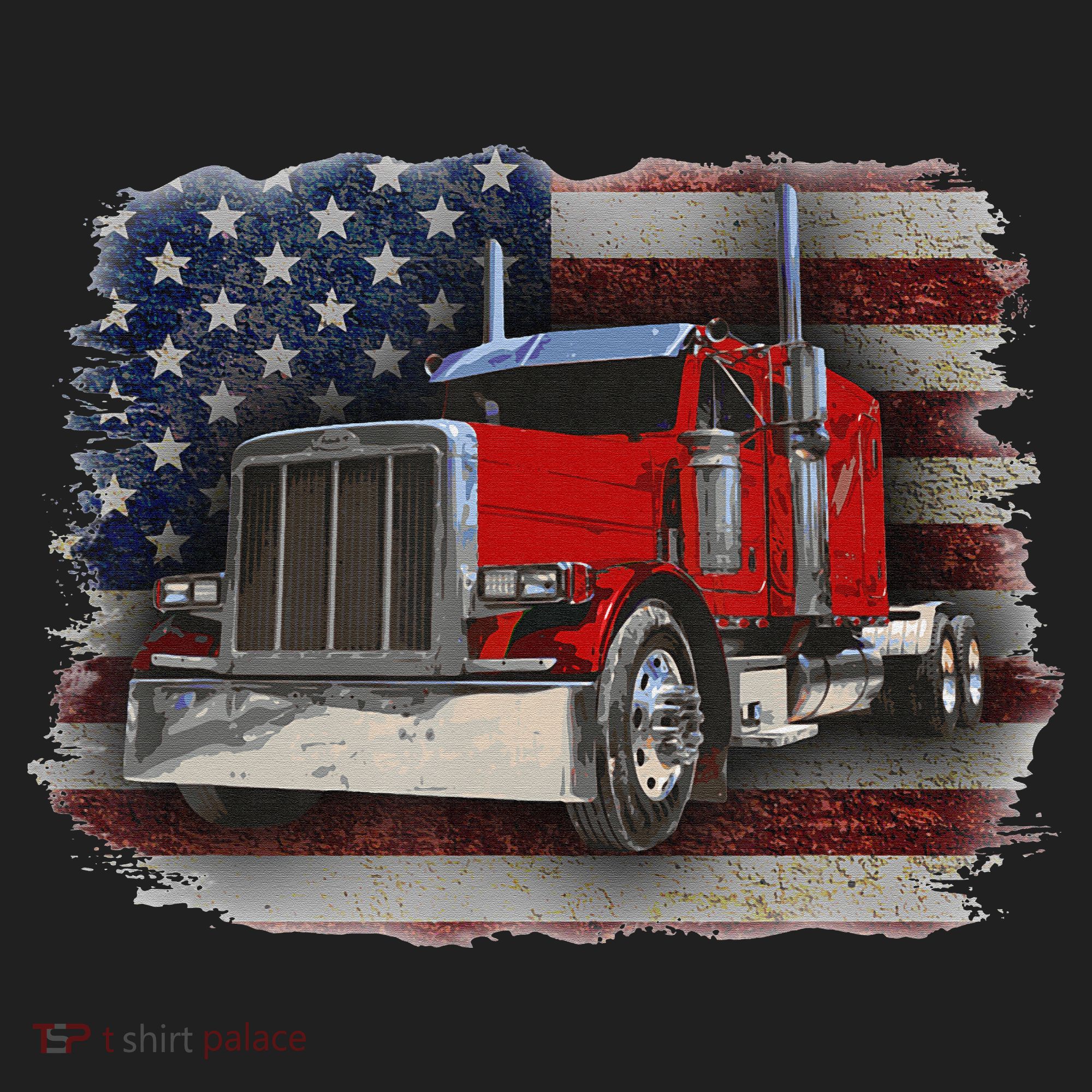 Funny Trucker  with American Flag and Big Rig Beanie