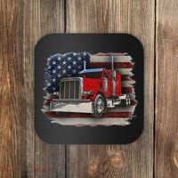 Funny Trucker  with American Flag and Big Rig Coaster thumb 0