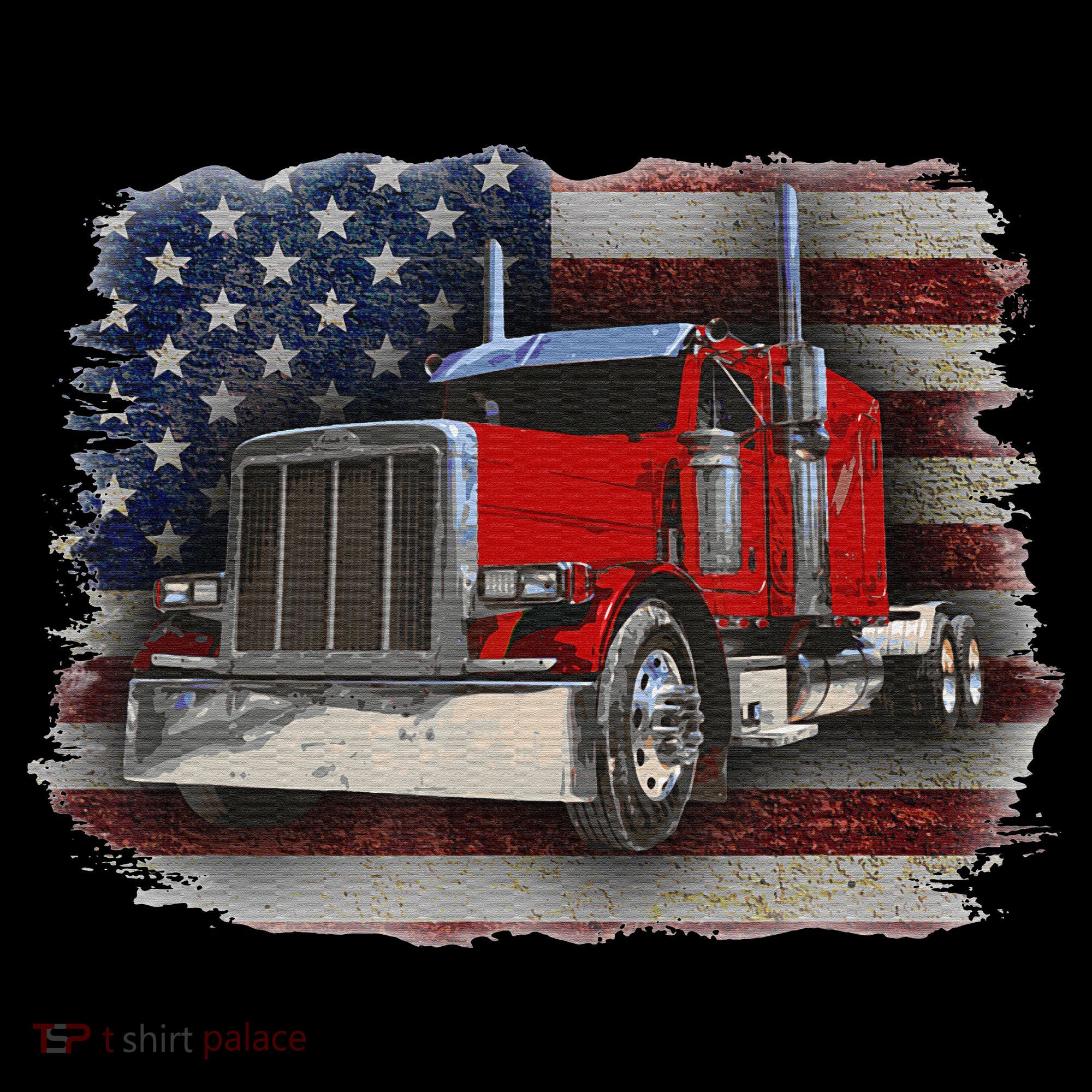 Funny Trucker  with American Flag and Big Rig Women's Hoodie
