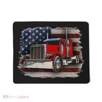 Funny Trucker  with American Flag and Big Rig Mousepad thumb 0