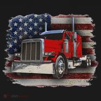 Funny Trucker  with American Flag and Big Rig Mousepad thumb 1