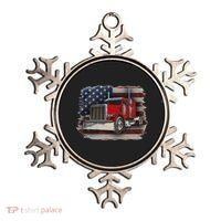 Funny Trucker  with American Flag and Big Rig Ornament thumb 0