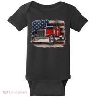 Funny Trucker  with American Flag and Big Rig Baby Bodysuit thumb 0