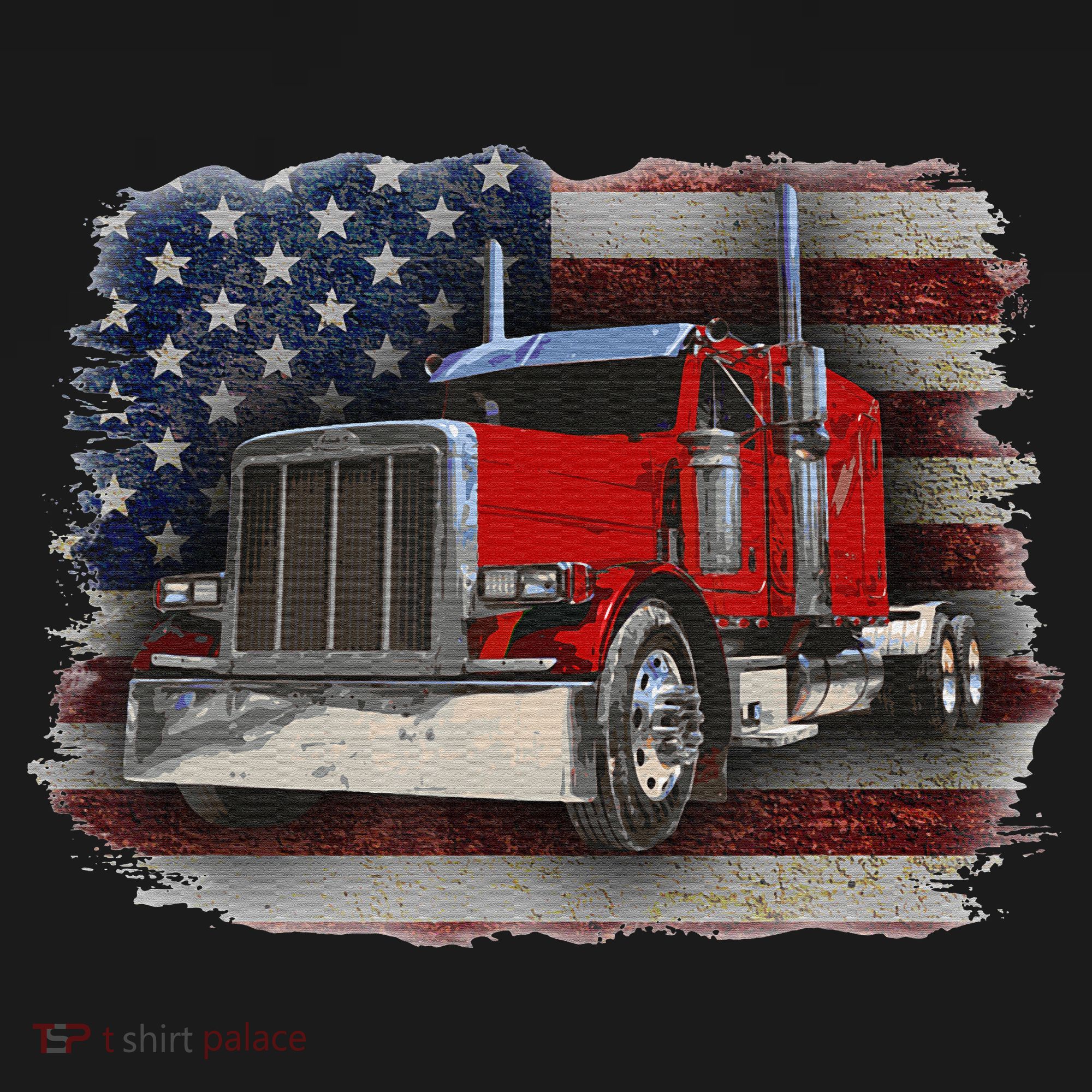 Funny Trucker  with American Flag and Big Rig Baby Bodysuit