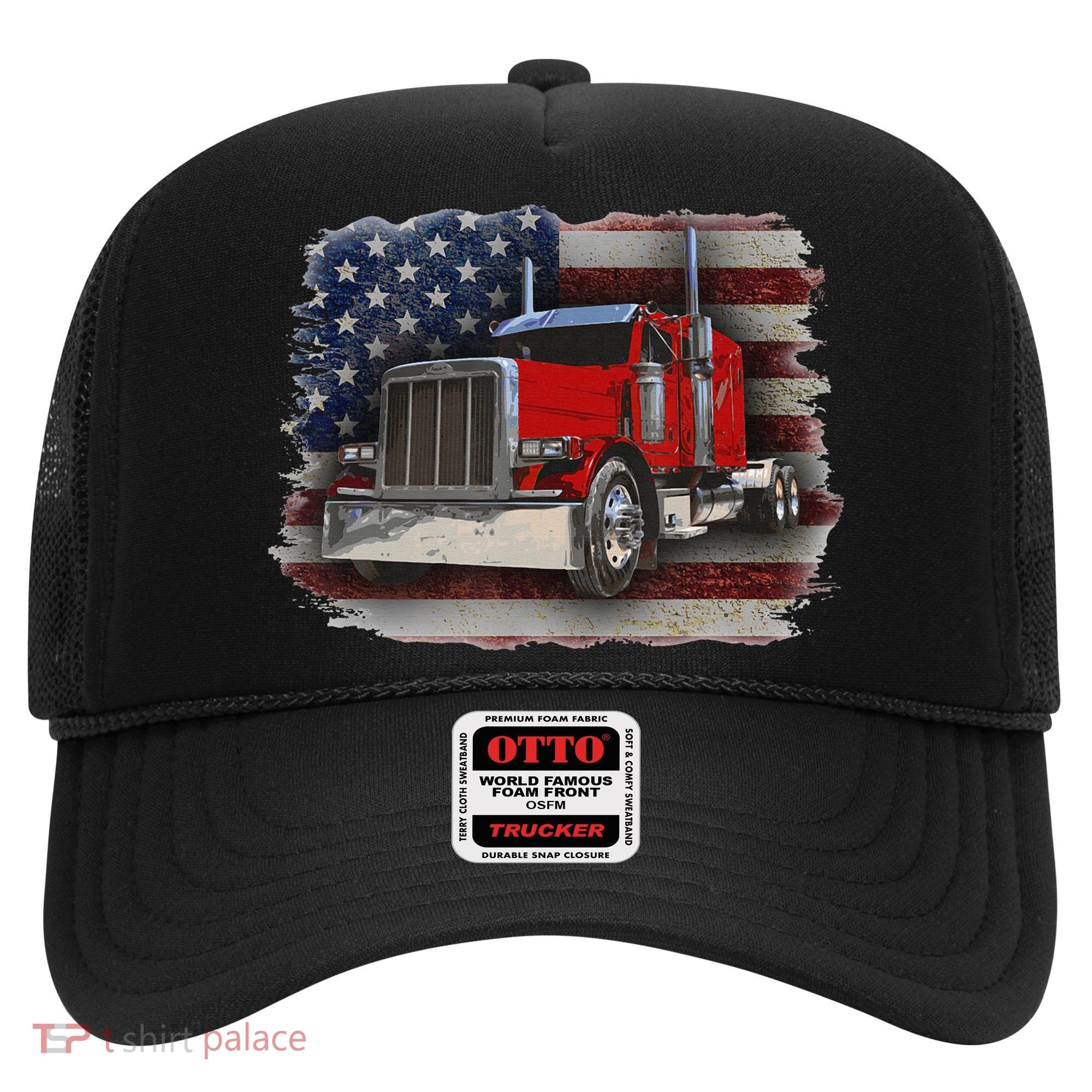 Funny Trucker  with American Flag and Big Rig Hat