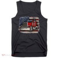 Funny Trucker  with American Flag and Big Rig Tank Top thumb 0