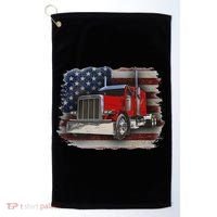 Funny Trucker  with American Flag and Big Rig Golf Towel thumb 0