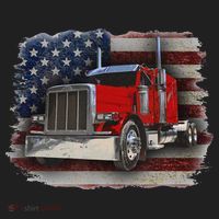 Funny Trucker  with American Flag and Big Rig Golf Towel thumb 3