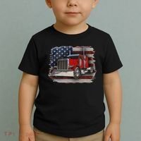 Funny Trucker  with American Flag and Big Rig Toddler T-Shirt thumb 2