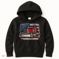 Funny Trucker  with American Flag and Big Rig Kids Hoodie thumb 0