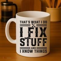 Funny That's What I Do I Fix Stuff And I Know Things   Coffee Mug thumb 4