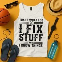 Funny That's What I Do I Fix Stuff And I Know Things   Tank Top thumb 4