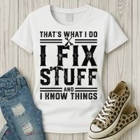 Funny That's What I Do I Fix Stuff And I Know Things   Women's T-Shirt thumb 3