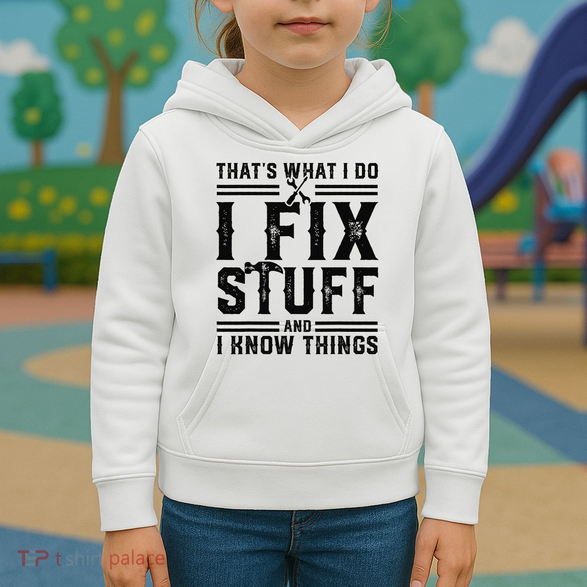 Funny That's What I Do I Fix Stuff And I Know Things   Kids Hoodie