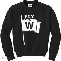 Fly The W Chicago Baseball Winning Flag Kids Sweatshirt thumb 0