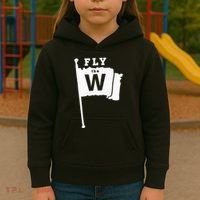 Fly The W Chicago Baseball Winning Flag Kids Hoodie thumb 3