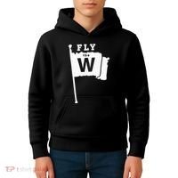 Fly The W Chicago Baseball Winning Flag Kids Hoodie thumb 4