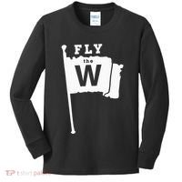 Fly The W Chicago Baseball Winning Flag Kids Long Sleeve Shirt thumb 0