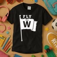 Fly The W Chicago Baseball Winning Flag Kids T-Shirt thumb 3