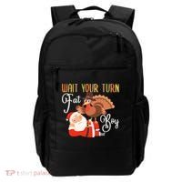 Funny Thanksgiving Wait Your Turn Fat Boy Turkey Santa Backpack thumb 0