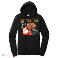 Funny Thanksgiving Wait Your Turn Fat Boy Turkey Santa Women's Hoodie thumb 0
