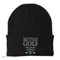 Funny ThatS What I Do I Play Golf And I Know Things Funny Beanie thumb 0