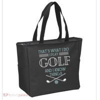 Funny ThatS What I Do I Play Golf And I Know Things Funny Tote Bag thumb 2