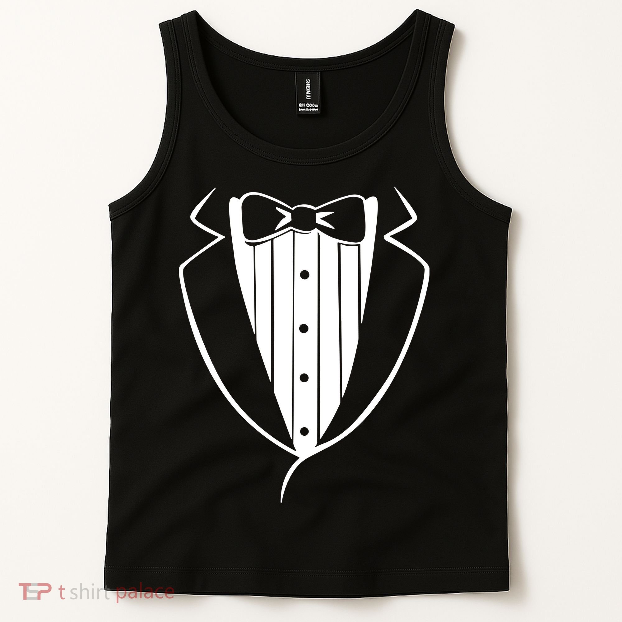 Fake Tuxedo White Tank Top
