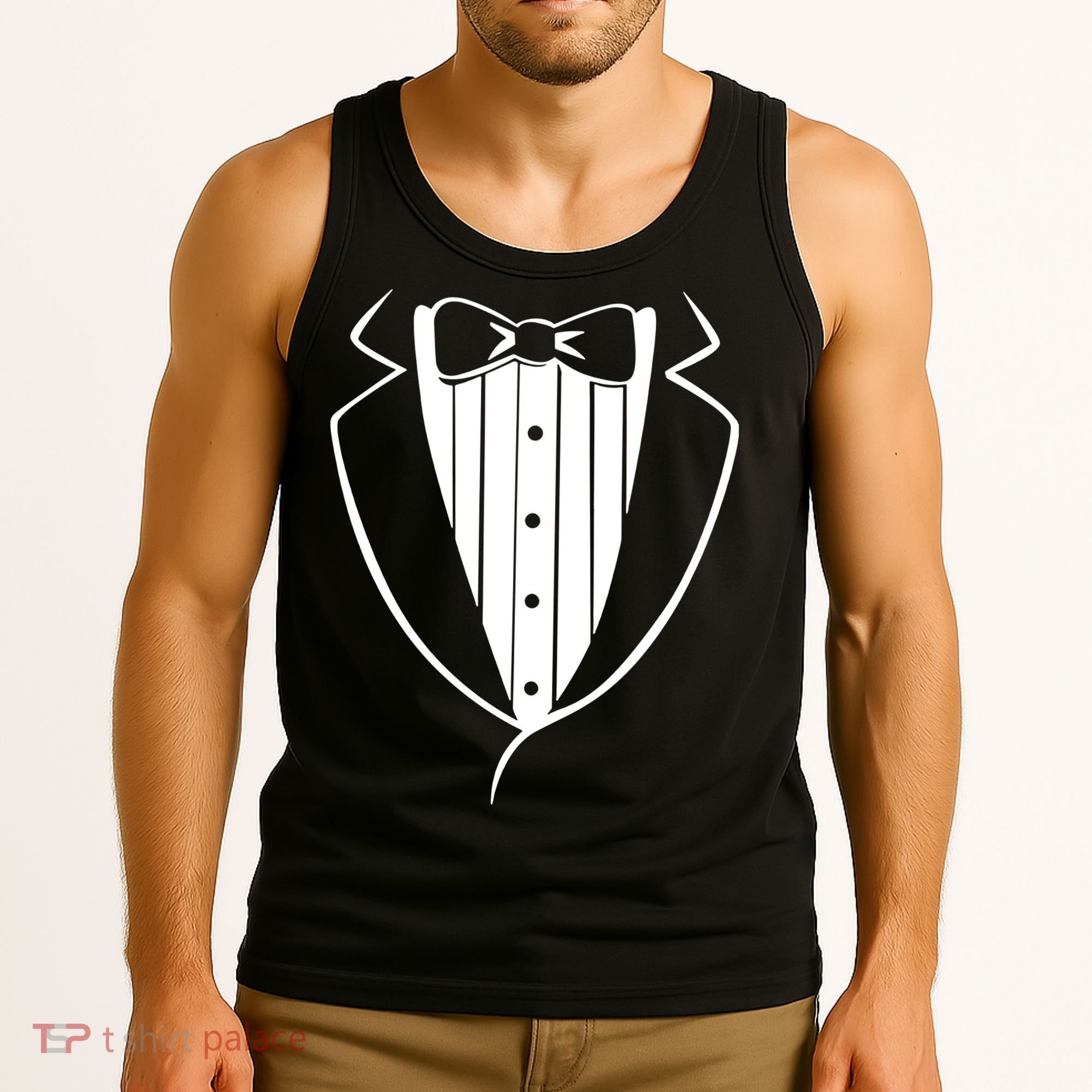 Fake Tuxedo White Tank Top