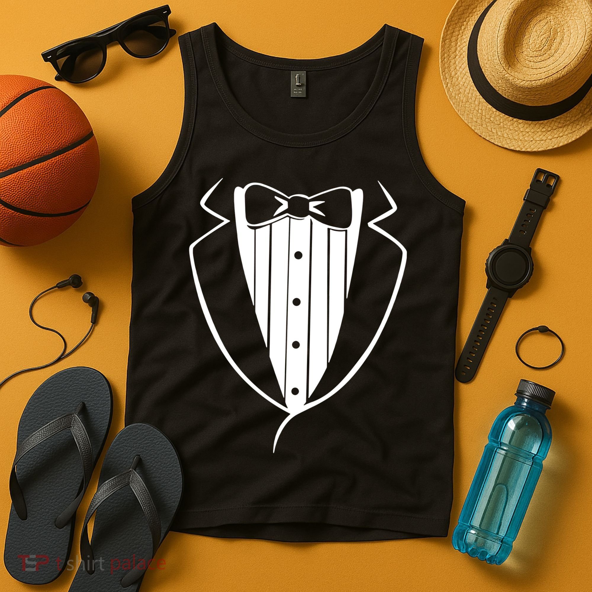 Fake Tuxedo White Tank Top