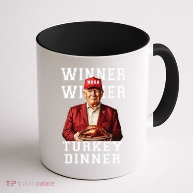 Funny Trump Winner Winner Turkey Dinner Thanksgiving Gift Coffee Mug back