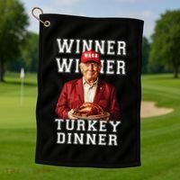 Funny Trump Winner Winner Turkey Dinner Thanksgiving Gift Golf Towel thumb 1