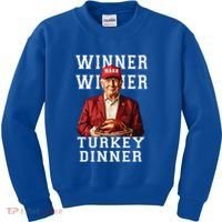 Funny Trump Winner Winner Turkey Dinner Thanksgiving Gift Kids Sweatshirt thumb 0