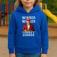 Funny Trump Winner Winner Turkey Dinner Thanksgiving Gift Kids Hoodie thumb 3