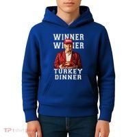 Funny Trump Winner Winner Turkey Dinner Thanksgiving Gift Kids Hoodie thumb 4
