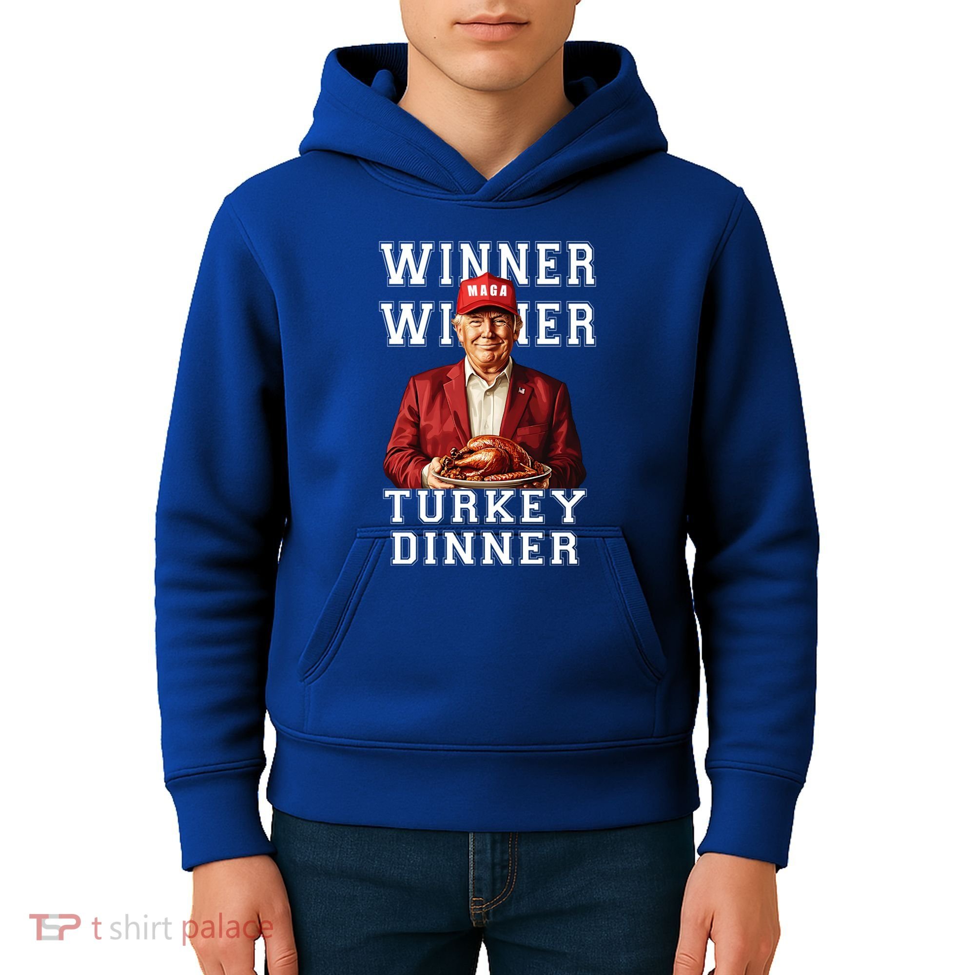 Funny Trump Winner Winner Turkey Dinner Thanksgiving Gift Kids Hoodie