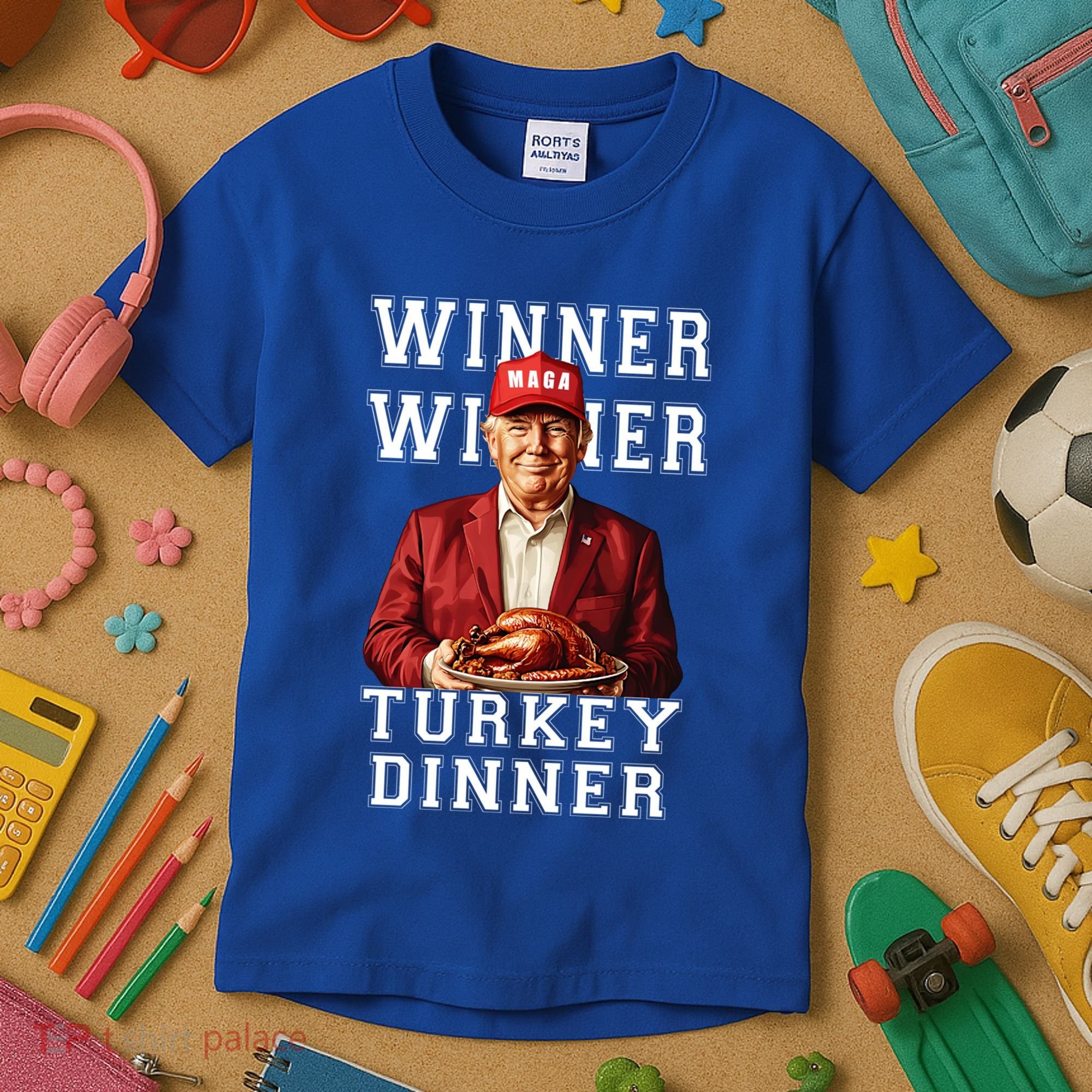 Funny Trump Winner Winner Turkey Dinner Thanksgiving Gift Kids T-Shirt