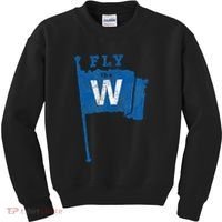 Fly The W Chicago Baseball Winning Flag Kids Sweatshirt thumb 0