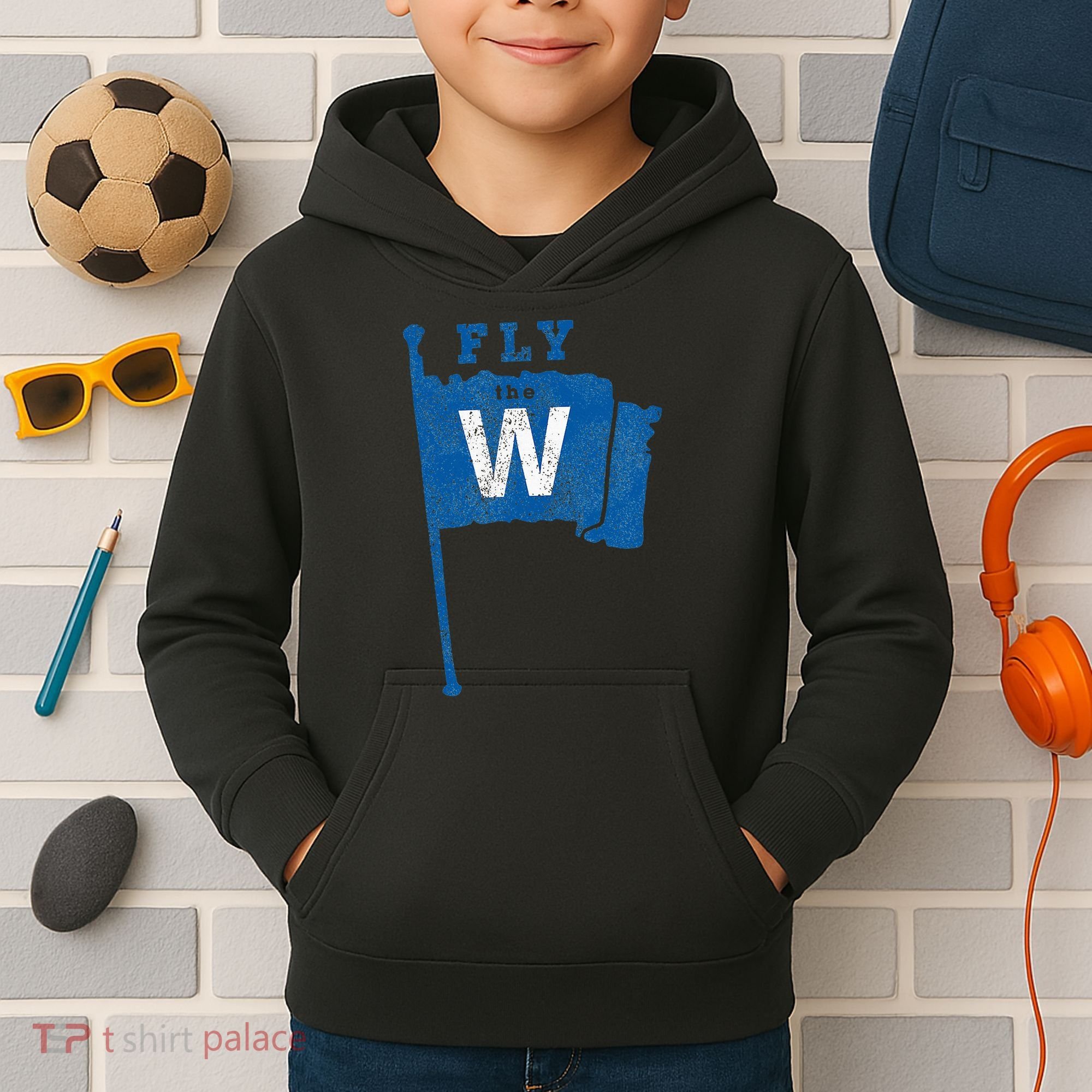 Fly The W Chicago Baseball Winning Flag Kids Hoodie