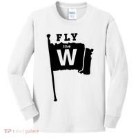 Fly The W Chicago Baseball Winning Flag Kids Long Sleeve Shirt thumb 0