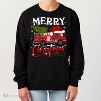 Fire Truck Xmas Tree Fire Firefighter Merry Christmas Gift Women's Sweatshirt thumb 0