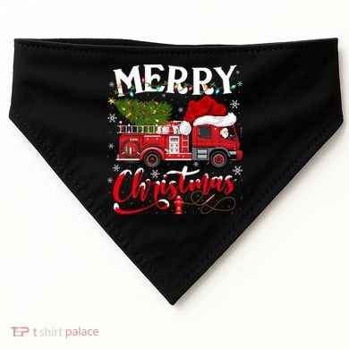 Fire Truck Xmas Tree Fire Firefighter Merry Christmas Gift USA-Made Doggie Bandana