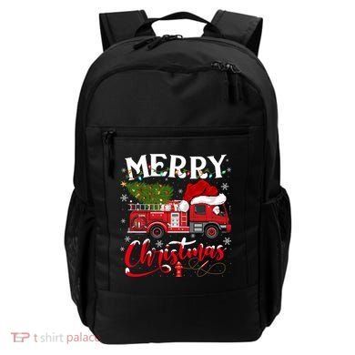 Fire Truck Xmas Tree Fire Firefighter Merry Christmas Gift Backpack