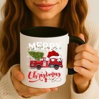 Fire Truck Xmas Tree Fire Firefighter Merry Christmas Gift Coffee Mug thumb 3