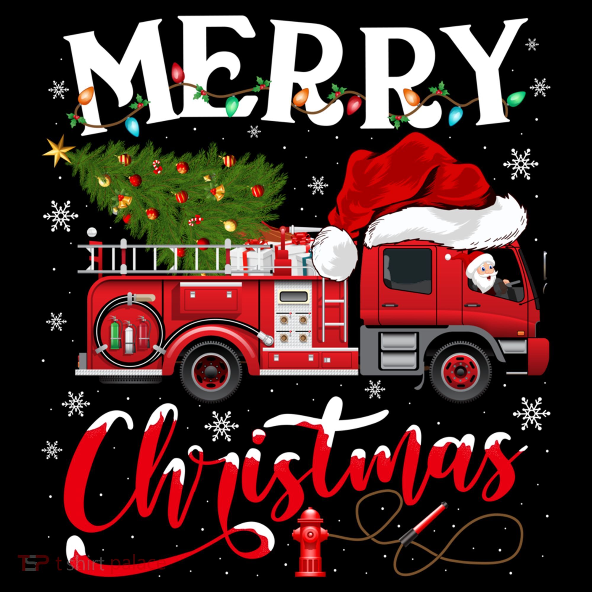 Fire Truck Xmas Tree Fire Firefighter Merry Christmas Gift Coffee Mug